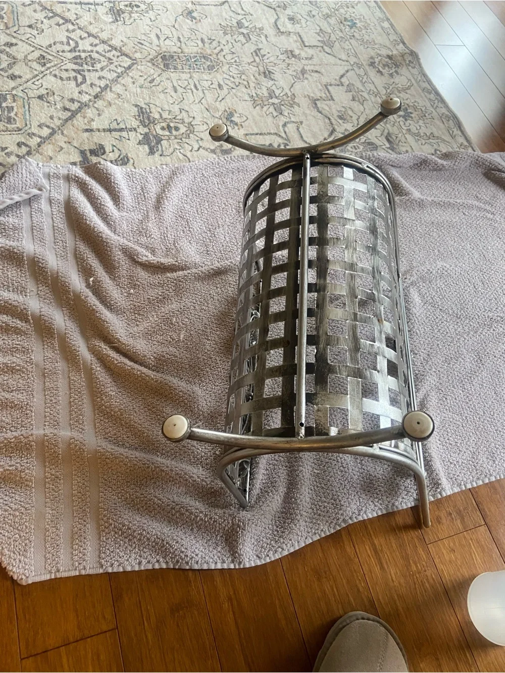 Metal Decorative Two-Tier Mail & Magazine Holder - Silver with Gold Accents